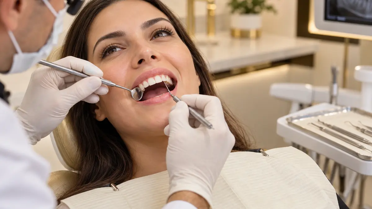 Avaliação periodontal da gengiva realizada em consultório odontológico em Sapezal
